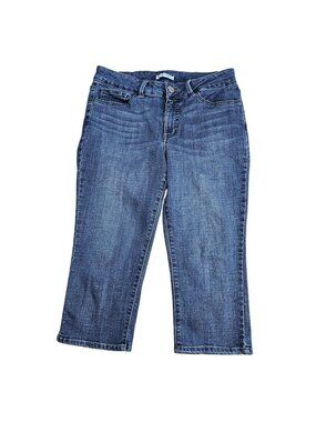 Riders By Lee Mid Rise Capri Jeans Womens 10 Blue Med Wash Stretch Denim Casual